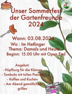 Veranstaltungsplakat zum Sommerfest 2024 im Hettlinger